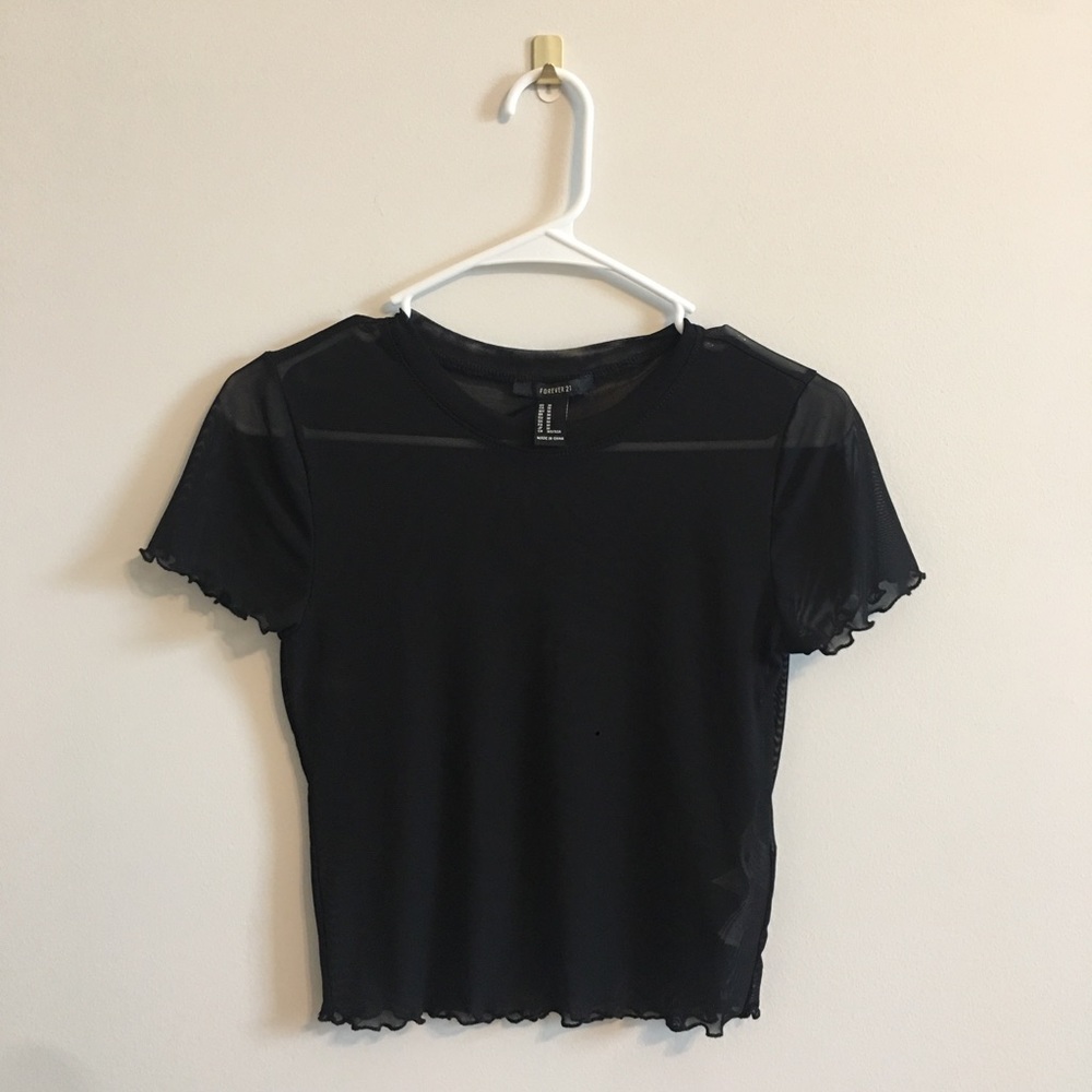 Forever21 Mesh black crop top